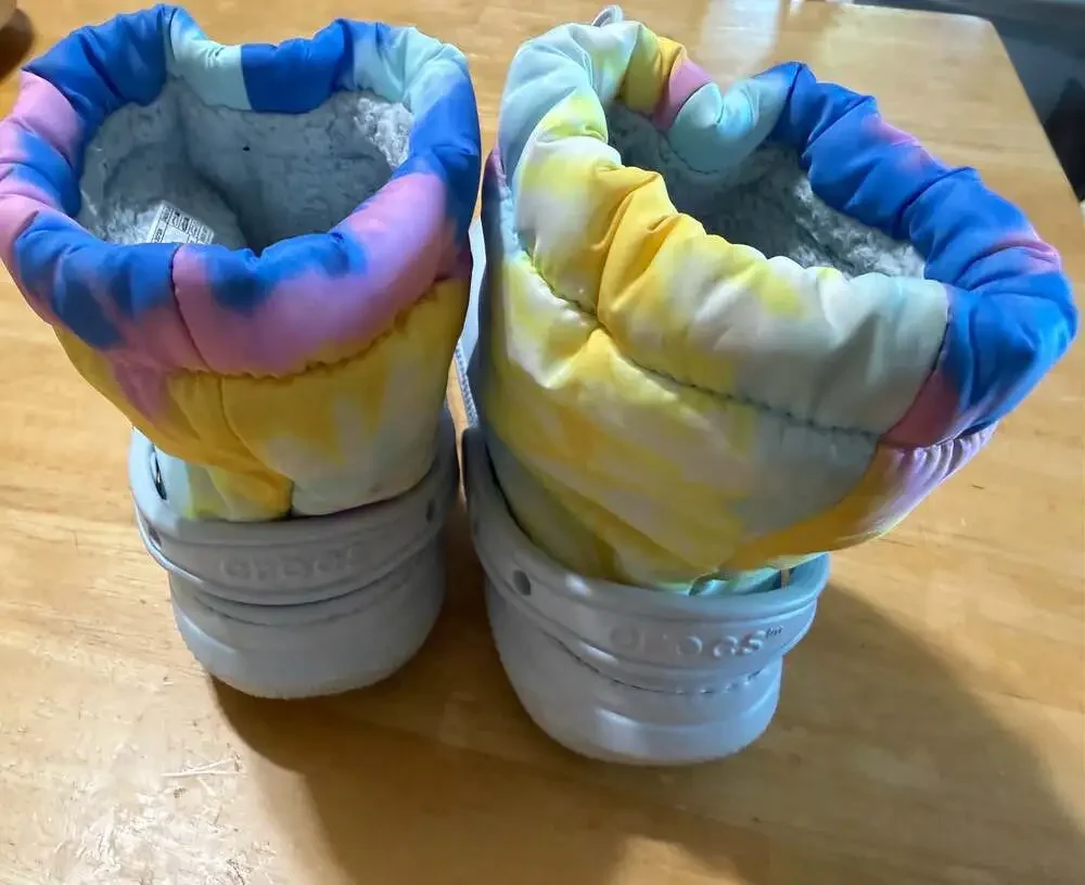 Crocs Classic Lined Neo Puff Tie Dye Winter Boots Mineral Blue Size M4/W6
